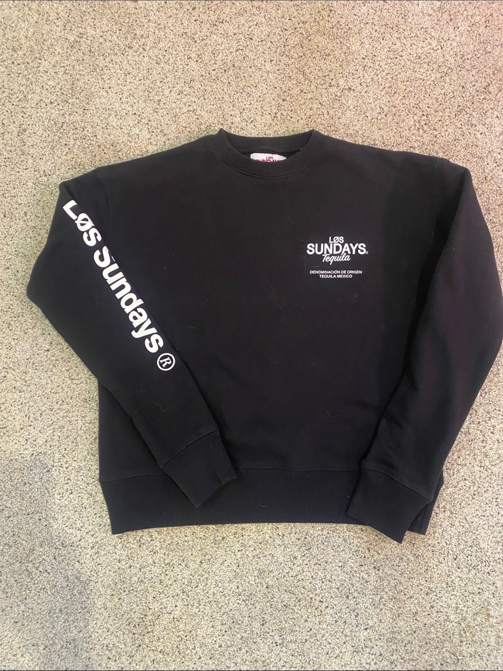 Los Sundays Tequila  Black Crewneck Sweatshirt with White Logo